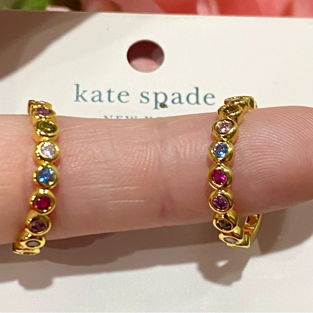 Kate Spade New York Full Circle Gold Multicolored Rainbow Rhinestone Huggies